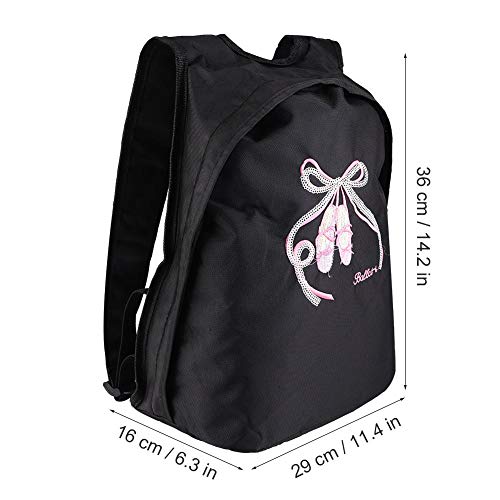 Mochila de baile de ballet para niñas Estudiantes Mochila de gimnasio Mochila de hombro de deportes con cremallera Bolsa de baile de bailarina Bolsa de hombro para niños (negro)