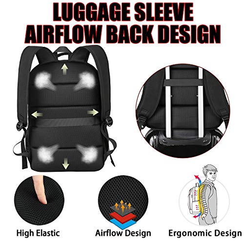 Mochila Ordenador Portatil, Mochila Antirrobo Impermeable con Cerradura Mochila Hombre 17.3 Pulgadas Mochila Portatil con Abertura de Carga USB, para los Estudios, Viajes o Trabajo - Negro