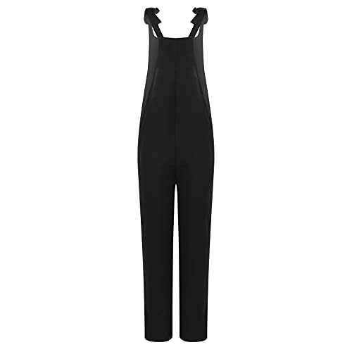 Monos de Vestir Mujer Elegantes Retro Pantalones Punk Monos Peto Sueltos Mono Estampado Pantalones Piratas Color sólido Monos Largos Casual Monos de Tirantes Negro