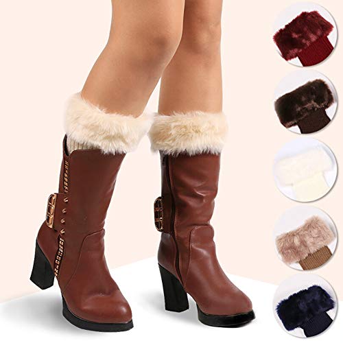 MoreChioce 1 Pares de Calentadores de Piernas,Faux Fur Leg Warmers para Mujeres Niñas,Invierno Cálido,Suave y de Moda,Armada