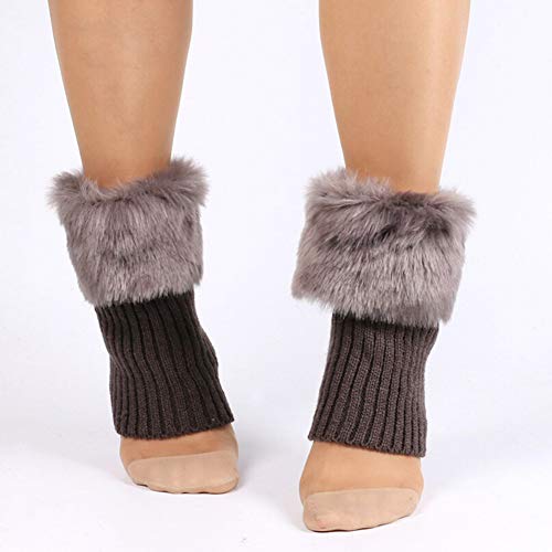 MoreChioce 1 Pares de Calentadores de Piernas,Faux Fur Leg Warmers para Mujeres Niñas,Invierno Cálido,Suave y de Moda,Armada