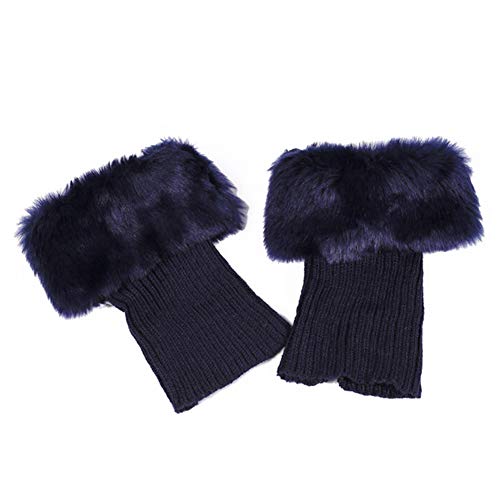 MoreChioce 1 Pares de Calentadores de Piernas,Faux Fur Leg Warmers para Mujeres Niñas,Invierno Cálido,Suave y de Moda,Armada