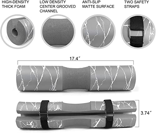 Morwealth Almohadilla para barra de pesas extra gruesa con fijación para el cuello para sentadillas, sentadillas, levantamiento de pesas, entrenamiento de fuerza para hombres y mujeres (gris)