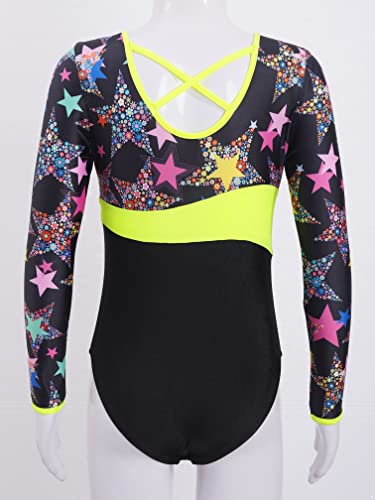 MSemis Maillot Manga Larga de Gimnasia Ritmica Niña Maillot Manga Larga de Patinaje Artistico Body Elástico de Danza Clásica Disfraz de Bailarina Negro 7-8 años