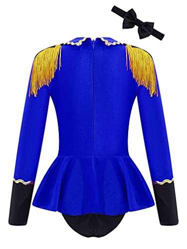 MSemis Maillot Manga Larga de Patinaje Artistico Niña Maillot de Circo de Danza Ballet Disfraz de Bailarina de Fiesta Navidada Carnaval Ropa de Danza S Azul 9-10 años