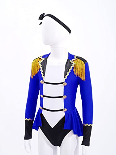 MSemis Maillot Manga Larga de Patinaje Artistico Niña Maillot de Circo de Danza Ballet Disfraz de Bailarina de Fiesta Navidada Carnaval Ropa de Danza S Azul 9-10 años