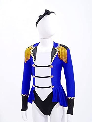 MSemis Maillot Manga Larga de Patinaje Artistico Niña Maillot de Circo de Danza Ballet Disfraz de Bailarina de Fiesta Navidada Carnaval Ropa de Danza S Azul 9-10 años