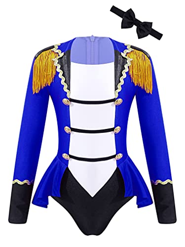 MSemis Maillot Manga Larga de Patinaje Artistico Niña Maillot de Circo de Danza Ballet Disfraz de Bailarina de Fiesta Navidada Carnaval Ropa de Danza S Azul 9-10 años