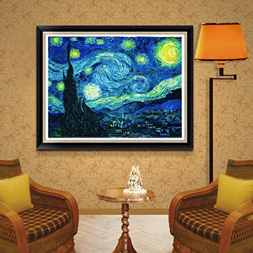 MWOOT DIY 5D Diamante Pintura Kits Pinturas por Numeros, 5D Diamond Pasted Painting Completo,Bordado Punto de Cruz Diamante Manualidades Hogar Decoracion Salon (30x40cm)-Noche Estrellada