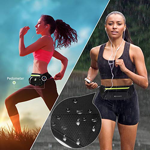 MYCARBON Cinturón de Correr para Botellas de Agua Bolsa Deportiva Riñonera Impermeable Running con Bandas Reflectantes Multi-capa Alta Capacidad para Deportes Gimnasio para Móvil de 6 Pulgadas