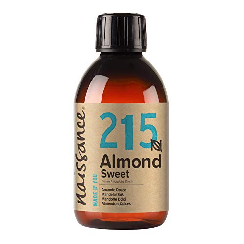 Naissance Aceite De Almendras Dulces Prensado en Frio Puro (no. 215) - 250ml - Hidratante y Emoliente Natural Cuidado Cara, Pelo, Uñas, Cuerpo, Piel – Ideal Para Masaje Corporal, Jabones, Estrías