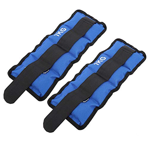 Naroote Pesas de Tobillo, Bolsas de Arena Azules de 1 kg, prácticas para Hombres, Mujeres, entusiastas del Fitness, Entrenamiento Muscular(1KG)