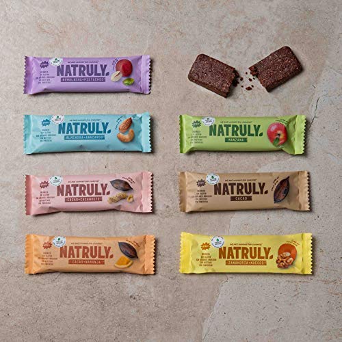 NATRULY Barritas Energéticas BIO Remolacha y Pistacho Sin Azúcar Añadido, 100% Natural y Orgánicas, Sin Gluten, Vegana -Pack 4x40g