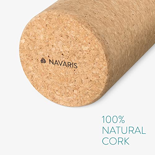 Navaris Rodillo para Pilates y Yoga - Roller de Corcho Natural para Masaje - Rulo ecológico Antideslizante para Auto masajes Espalda Gimnasia Balance