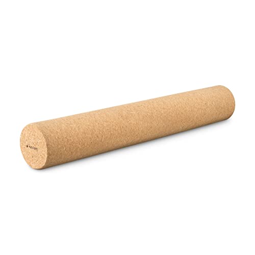 Navaris Rodillo para Pilates y Yoga - Roller de Corcho Natural para Masaje - Rulo ecológico Antideslizante para Auto masajes Espalda Gimnasia Balance