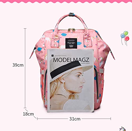 NC Mommy Bag Unicorn Mommy Bag Multifuncional Gran Capacidad Maternidad y Bebé Bolsa de Leche Botella Mochila Mochila Mochila Prenatal Bolsa Rosa