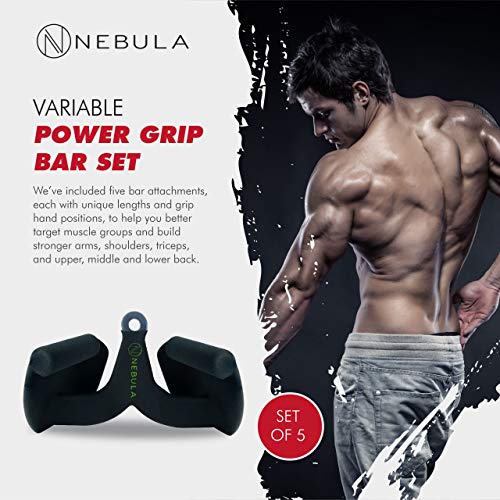 NEBULA Power Grip Lat Barra De Tracción, Juego De 5, Accesorio De Entrenamiento Con Cable Para Gimnasio, Fitness, Uso De Pesas, Brazos De Entrenamiento De Fuerza, Tríceps, Espalda Y Hombros