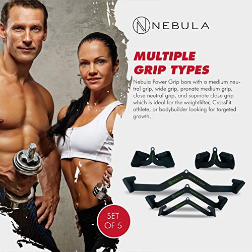 NEBULA Power Grip Lat Barra De Tracción, Juego De 5, Accesorio De Entrenamiento Con Cable Para Gimnasio, Fitness, Uso De Pesas, Brazos De Entrenamiento De Fuerza, Tríceps, Espalda Y Hombros