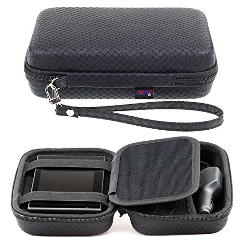 Negro Funda Duro para Garmin Nuvi 57LM 58LM 5'' GPS Sat Nav con Asa y Compartimentos para Accesorios