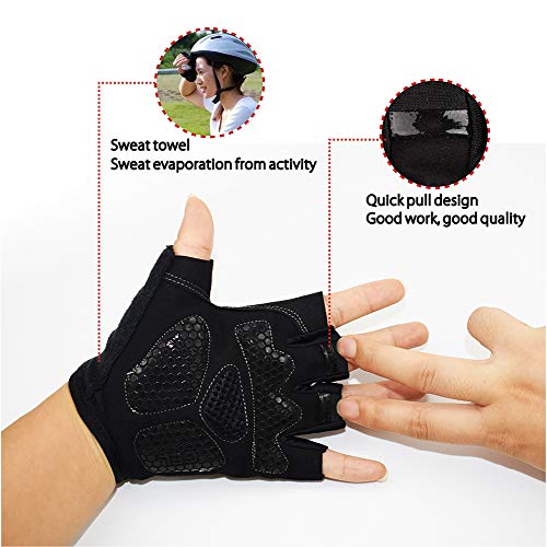 Nesirooh Guantes de MTB Hombre y Mujer, Guantes de Ciclismo Medio Dedos Verano para Moto Bicicleta Bici Gimnasio Hombres Antideslizante Transpirable (Negro Gris, L)