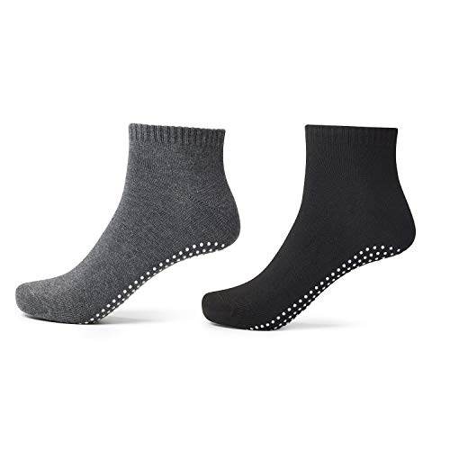 NEWCHAO Calcetines Antideslizantes Calcetines de Algodón Antideslizantes, 4 Pares de Calcetines de Agarre Unisex para Yoga Entrenamiento en Casa Barra Pilates Embarazo Hospital Hombres Mujeres