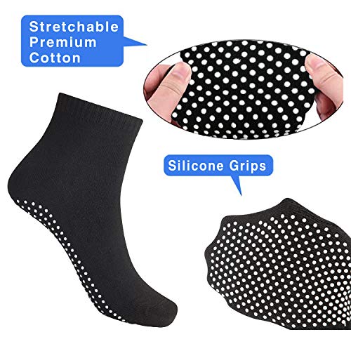 NEWCHAO Calcetines Antideslizantes Calcetines de Algodón Antideslizantes, 4 Pares de Calcetines de Agarre Unisex para Yoga Entrenamiento en Casa Barra Pilates Embarazo Hospital Hombres Mujeres