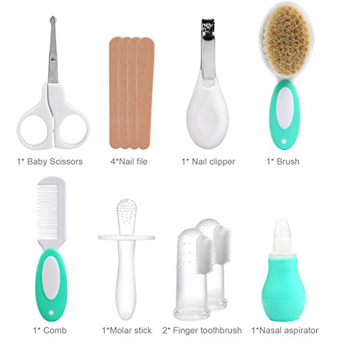 NEWSTYLE Set Para El Cuidado Del Bebé,12 Unids Bebé Kit de Cuidado Diario Conveniente Bebé Kit de Aseo Nail Clipper Tijeras Cepillo de Pelo Peine Manicura