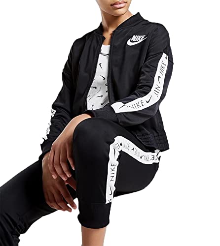 NIKE G NSW TRK Suit Tricot Tracksuit, Niñas, Black/White, S