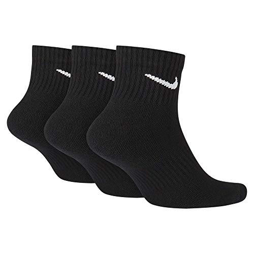 Nike U Nk Everyday Cush Ankle 3pr Socks, Hombre, Negro (Black/White), 42-46 EU