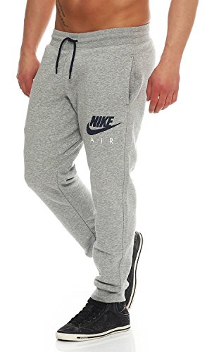 NIKE W77 FLC Cuff PT-Air Htg Pantalon-Hombre, Gris/Negro, M