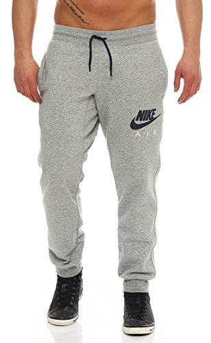 NIKE W77 FLC Cuff PT-Air Htg Pantalon-Hombre, Gris/Negro, M