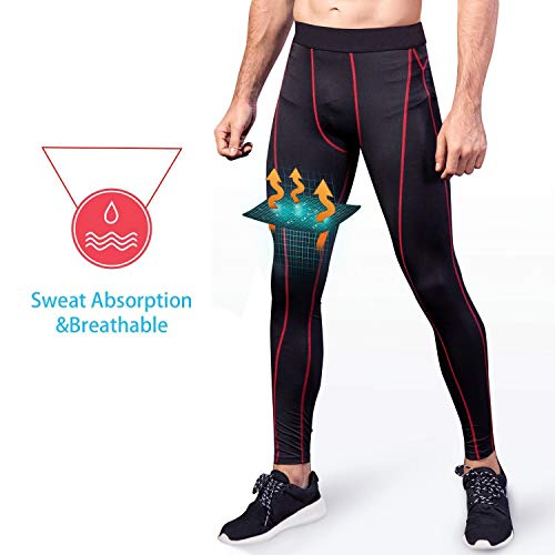 Niksa 2 Piezas Mallas Hombre Gym Leggings Deporte Pantalón Largo de Compresión ropa running hombres Negro