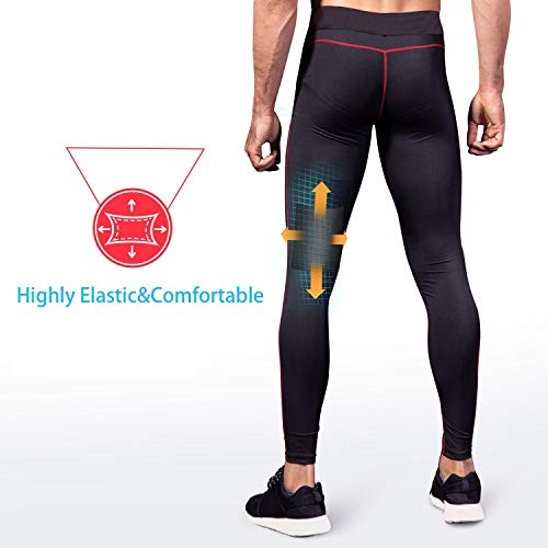 Niksa 2 Piezas Mallas Hombre Gym Leggings Deporte Pantalón Largo de Compresión ropa running hombres Negro