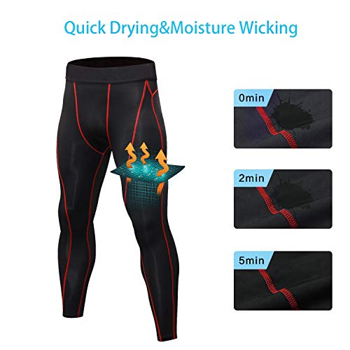 Niksa 2 Piezas Mallas Hombre Gym Leggings Deporte Pantalón Largo de Compresión ropa running hombres Negro