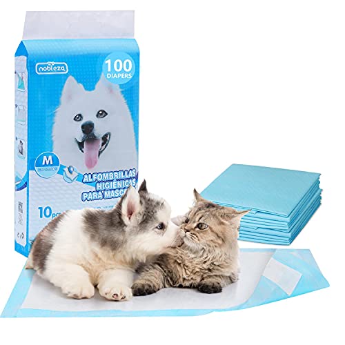 Nobleza - 100 x Empapadores Perros Alfombrilla Higiénica de Entrenamiento para Perros con Pegatinas de Cinta Adhesiva. Ultraabsorbente 60cm*60cm.