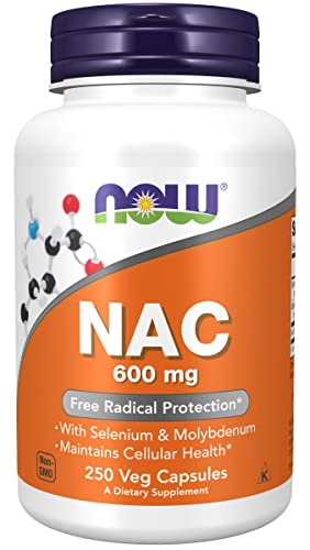 Now Foods, NAC (N-Acetil Cisteína), 600mg Depósito, Suplemento Alimenticio, 250 Cápsulas, Probado en Laboratorio, Sin Soja, Sin Gluten, No GMO