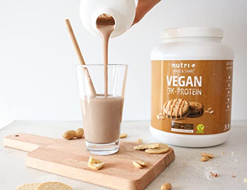 Nutri + Proteína en Polvo Vegan Cookies & Cream 1kg 81,9% Proteína 3k Multi-compuesta Origen Vegetal Sabor a Galletas sin Lactosa