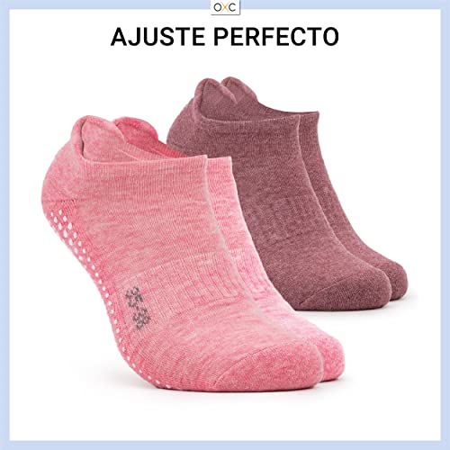 Occulto CALCETINES ANTIDESLIZANTES para MUJER y HOMBRE (2-4 PARES), CALCETINES para YOGA y PILATES MUJER HOMBRE 39-42 2 Pares | Rosa Roja