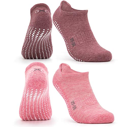 Occulto CALCETINES ANTIDESLIZANTES para MUJER y HOMBRE (2-4 PARES), CALCETINES para YOGA y PILATES MUJER HOMBRE 39-42 2 Pares | Rosa Roja