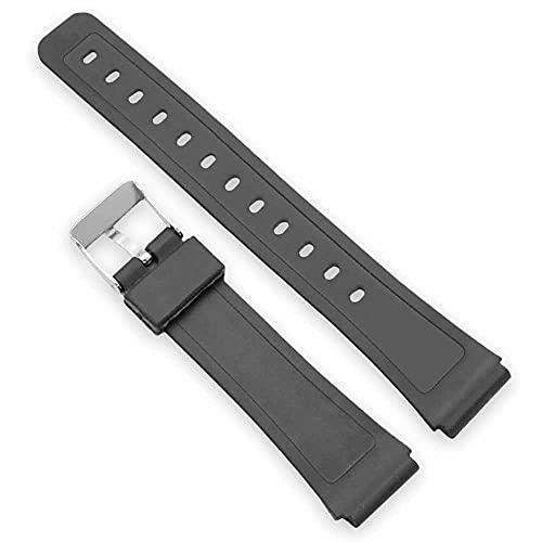 OcioDual Correa de Repuesto Compatible con Reloj Casio F-91 Negra Pulsera 18mm Plastico con Pasadores Metálicos Recambio F91