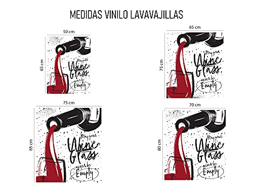 Oedim Pack Vinilo para Frigorífico + Vinilo para Lavavajillas Copa de Vino Frase, Adhesivo Resistente y Económico, Pegatina Adhesiva Decorativa de Diseño Elegante