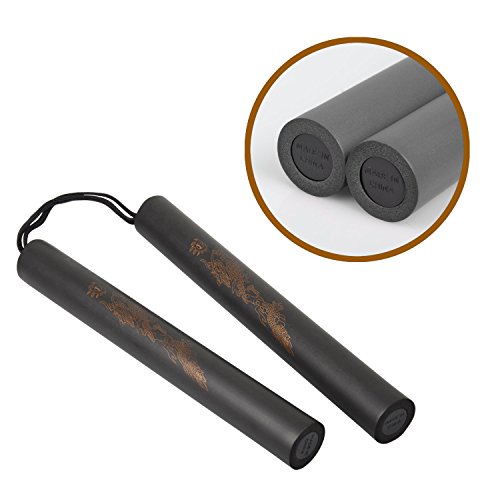 OFKPO Nunchaku de Espuma con Cable para Aprender y Entrenar sin Peligro,Negro