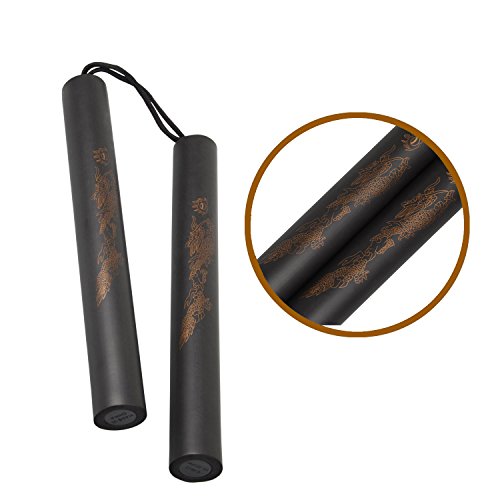 OFKPO Nunchaku de Espuma con Cable para Aprender y Entrenar sin Peligro,Negro