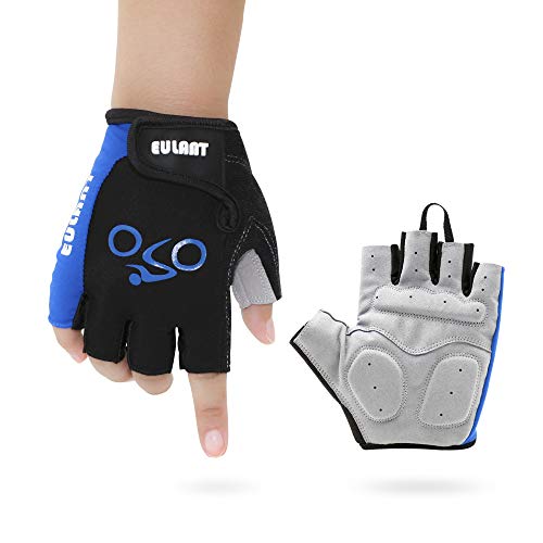 ONTYZZ Guantes de Bicicleta 1 Par Unisex Transpirable Antideslizante Guantes Deportivos Guantes Sin Dedos Azul/L