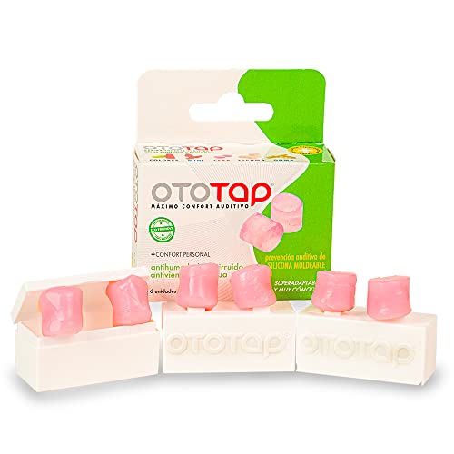 Ototap Tapones Para Oídos De Silicona Moldeables,Aislantes,Cómodos Y Reutilizables.Especiales Para Natación O Protección Contra Agua O Ruidos Fuertes.Con Estuche De Viaje, color Rosa,6 Unidades