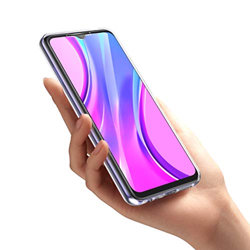 Oududianzi Funda para Xiaomi Redmi 9, 360 Grados Protección Diseñada, Transparente Ultrafino Silicona TPU Frente y PC Back Carcasa Belleza Original Funda de Doble Protección - Transparente