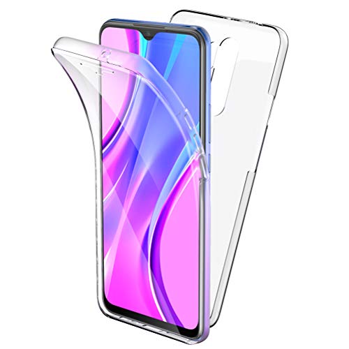 Oududianzi Funda para Xiaomi Redmi 9, 360 Grados Protección Diseñada, Transparente Ultrafino Silicona TPU Frente y PC Back Carcasa Belleza Original Funda de Doble Protección - Transparente