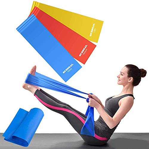 OUNDEAL Gomas Elasticas Fitness, Cintas Elasticas Musculacion con 3 Niveles de Fuerz, Bandas Elasticas Fitness, Bandas Elasticas Musculacion para Yoga, Pilates, Crossfit, Estiramientos