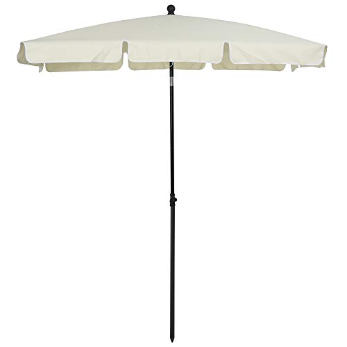 Outsunny Sombrilla Rectangular Grande Parasol con Ángulo Ajustable para Patio Terraza o Jardín 198x130x240cm En Color Beige