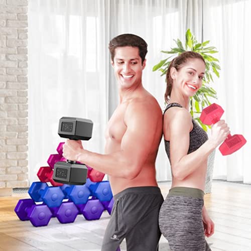 OVER SPORT Mancuernas Hexagonales para Gimnasio o Hacer Deporte en Casa - Kit de 2 Pesas de 2,5kg / 5kg / 7,5kg / 10kg para Hacer Ejercicios de Fitness en casa